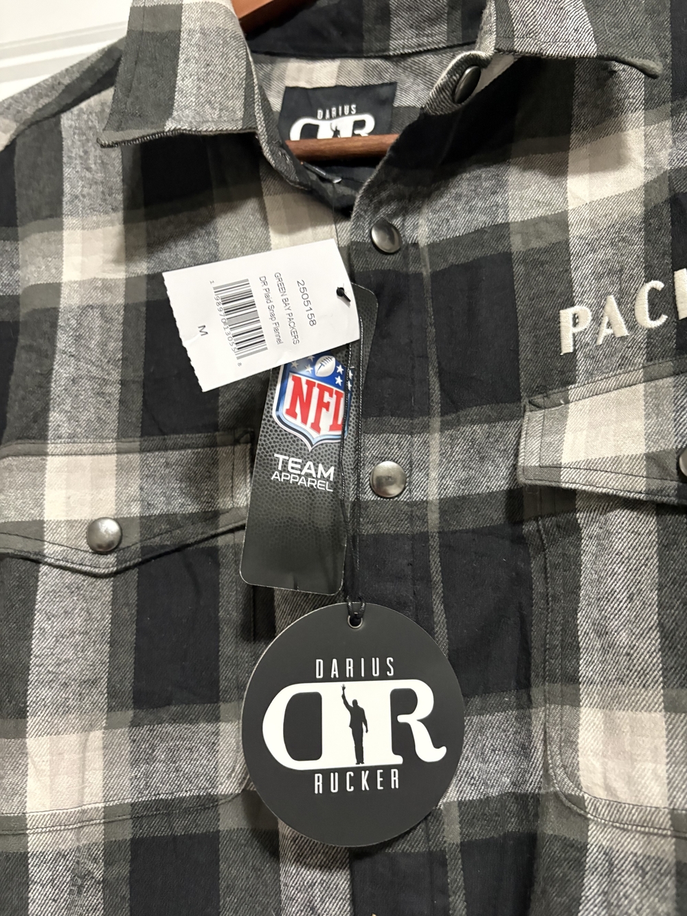 Packers Darius Rucker Plaid Snap Medium - Picture 3 of 9